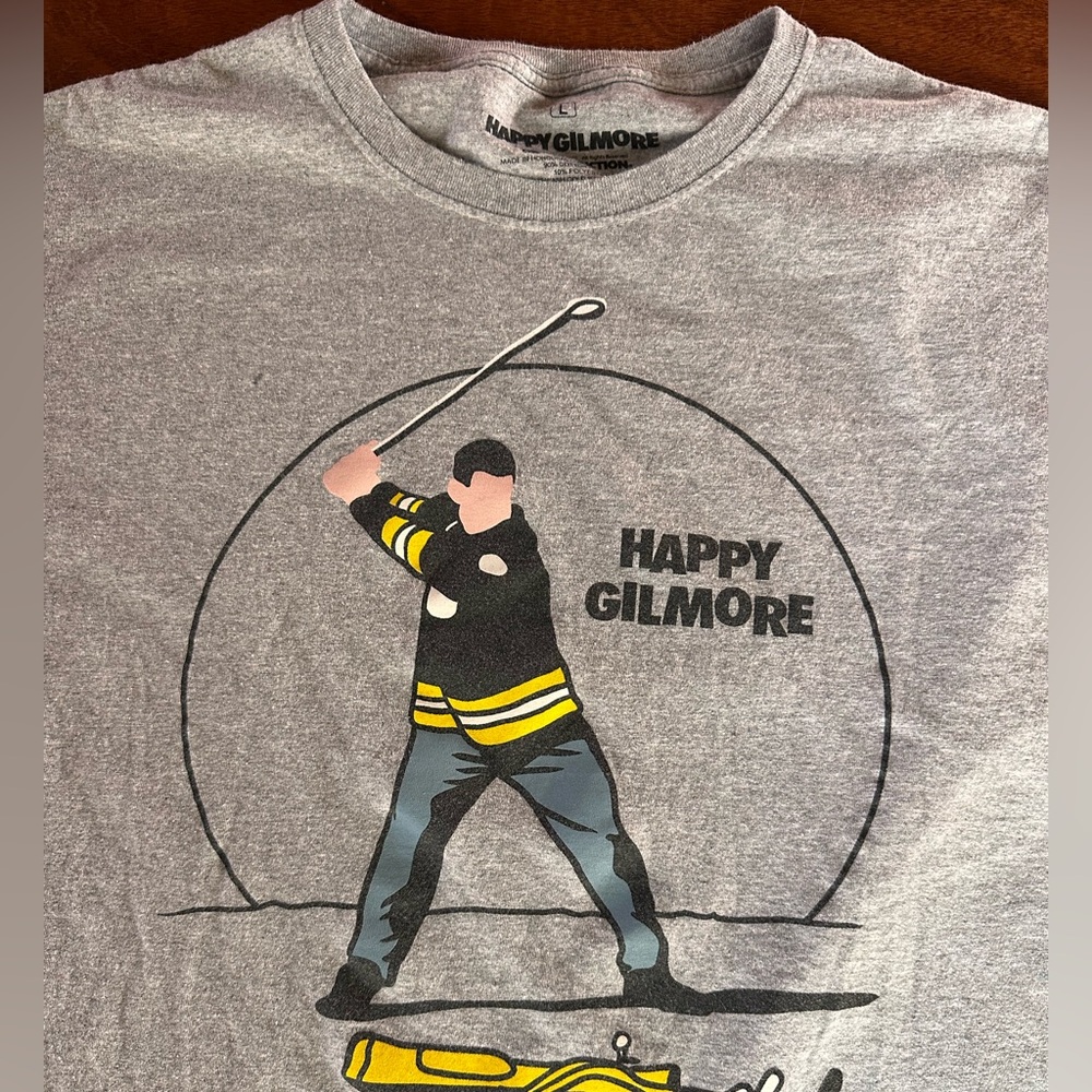 Happy Gilmore Graphic T-Shirt Gray Hockey Golf Movie Tee Size Large L